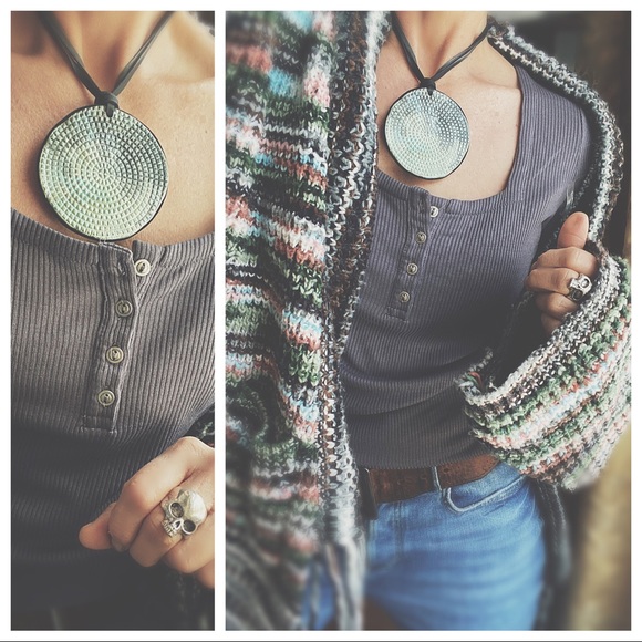 Chaser Henley Ribbed Layering Top Gray Charcoal NWT Large - Picture 9 of 16